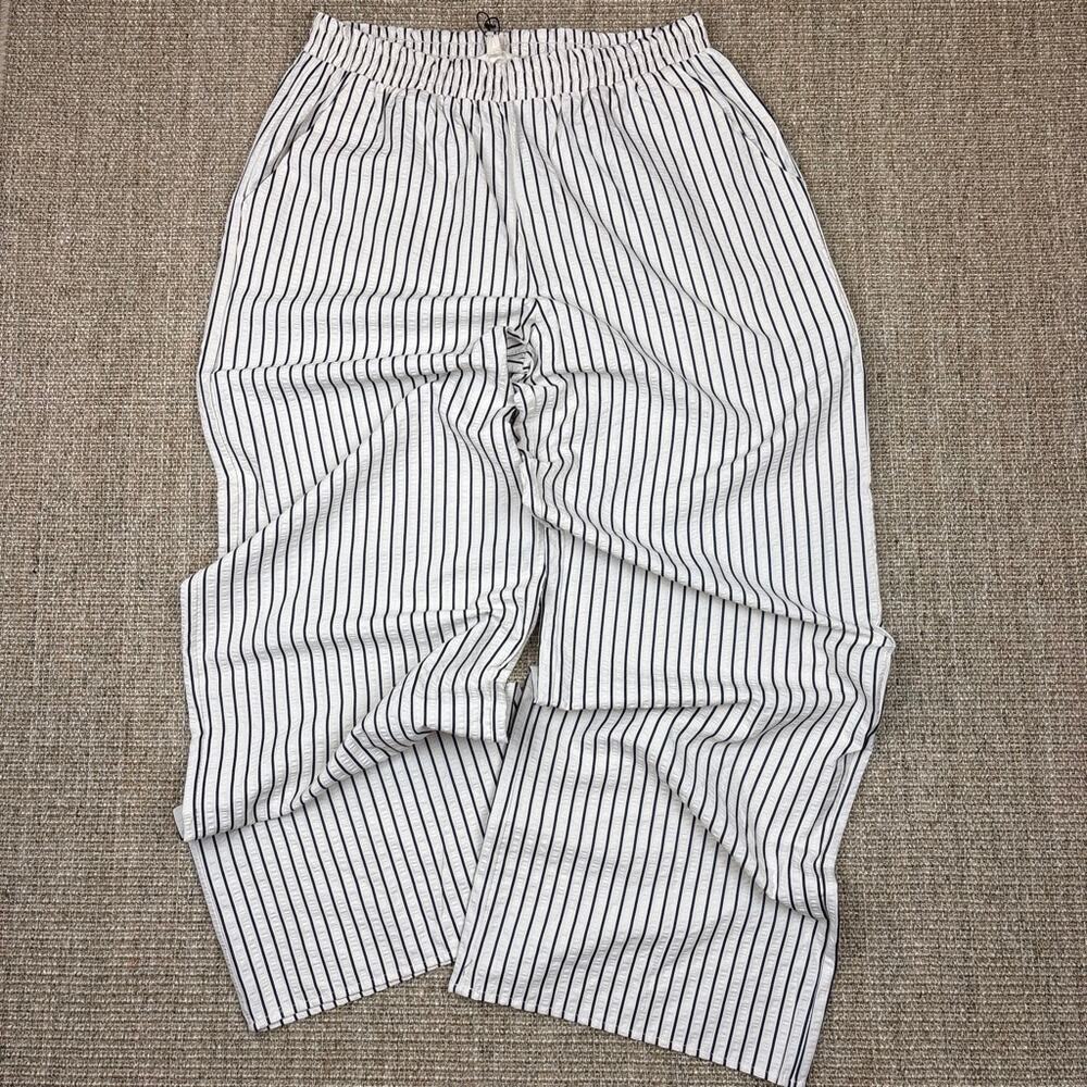🤍 G&D Luke Linen Pants | Size L | Off White & Black Pinstripe